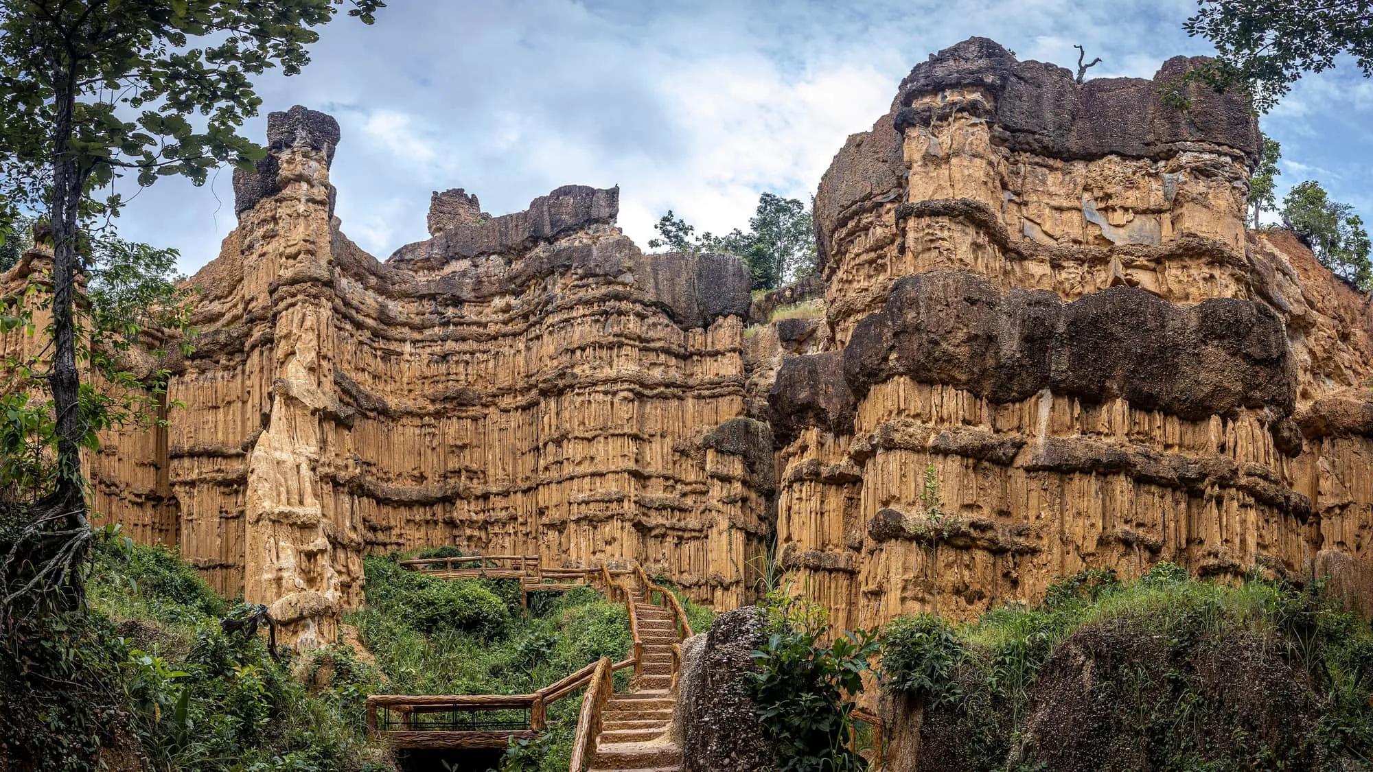 The tall eroded rock pillars of Pha Chor canyon in Mae Wang National Park
