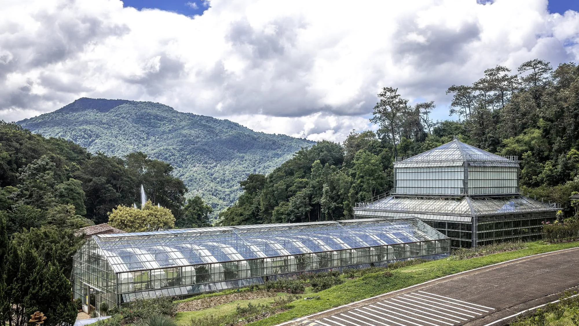 The glasshouses of the Queen Sirikit Botanic Garden in Mae Rim